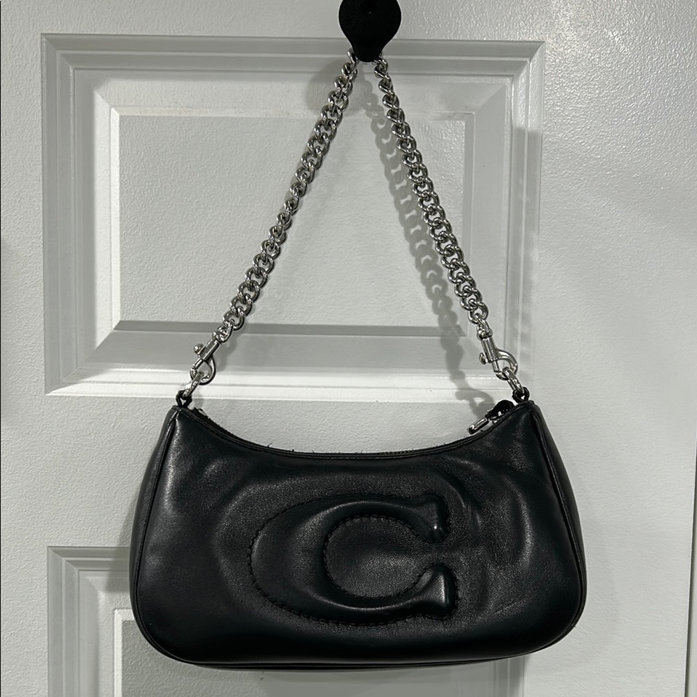 Coach Teri Black Crescent Shoulder Bag with Chain Strap